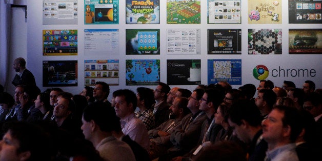 An audience listens to a presentation of the new Google Chrome operating system in San Francisco, Tuesday, Dec. 7, 2010.(AP