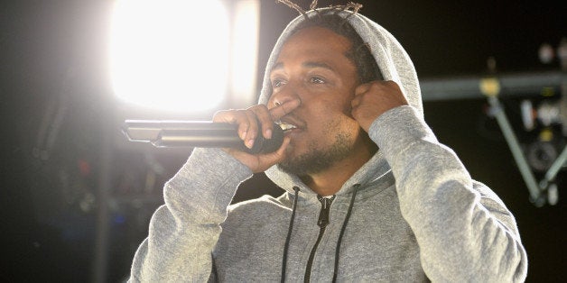 WEST HOLLYWOOD, CA - MARCH 24: Recording artist Kendrick Lamar performs at #GETPUMPED live event. Reebok And Kendrick Lamar Take Over The Streets Of Hollywood, Fusing Fitness And Music With A Ground-Breaking Event on March 24, 2015 in West Hollywood, California. (Photo by Chris Weeks/Getty Images for Reebok)