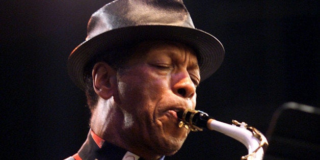 Ornette Coleman performs at the Bell Atlantic Jazz Festival in Battery Park on lower Manhattan, New York. Photo;Scott Gries/
