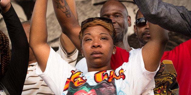 Michael Brown's mother Lesley McSpadden wearing a memorial T-shirt with her son's photo and the words, "He Was Special 2 Me," at the St. Louis Peace Fest the day before laying her son to rest. Photo: Brett Myers/Youth Radio