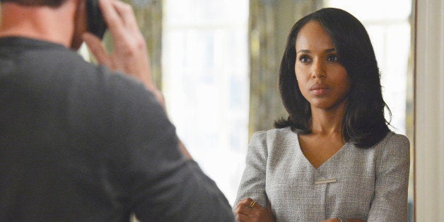 This publicity image released by ABC shows Kerry Washington is in scene from "Scandal." Washington was nominated for an Emmy Award for best actress in a drama series for her role as Olivia Pope. The Academy of Television Arts & Sciences' Emmy ceremony will be hosted by Neil Patrick Harris. It will air Sept. 22 on CBS. (AP Photo/ABC, Eric McCandless)