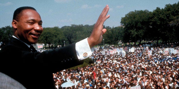 Dr. Martin Luther King Jr. giving his I Have a Dream speech to huge crowd gathered for the Mall in Washington DC during the M
