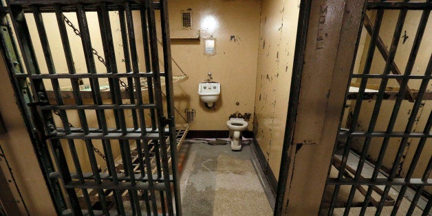 This Oct. 20, 2014 photo shows a cell block, relocated to the basement from its original location on upper floors, of the newly refurbished Hall Of Justice in downtown Los Angeles, seen during a tour before its public opening. The Hall of Justice opened in 1926 as an all purpose justice center, providing 17 courtrooms, 750 jail cells, a morgue and offices for law enforcement officials. Its proximity to Hollywood made it a site of famous trials and fictional movie and TV shows. After decades of service and two decades of disuse after a 1994 earthquake, the Hall of Justice has been returned to its former, albeit repurposed, glory. (AP Photo/Nick Ut)