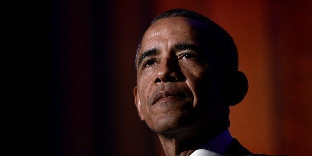 WASHINGTON, DC - MARCH 28: (AFP OUT) U.S. President Barack Obama delivers the keynote address at the awards dinner for Syracuse University's Toner Prize for Excellence in Political Reporting at the Andrew W. Mellon Auditorium March 28, 2016 in Washington, DC. The event recognizes the importance of quality, fact-based political journalism. (Photo by Olivier Douliery-Pool/Getty Images)