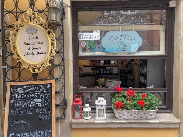 The author's laptop in a cafe in Warsaw.