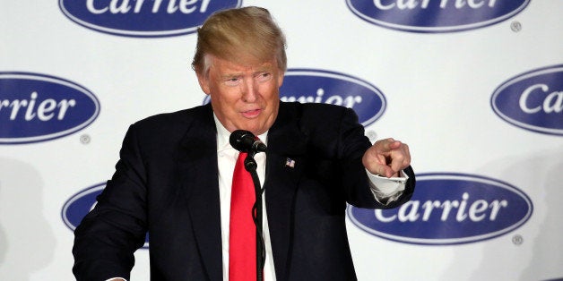 U.S. President-Elect Donald Trump speaks at event at Carrier HVAC plant in Indianapolis, Indiana, U.S., December 1, 2016. REUTERS/Chris Bergin