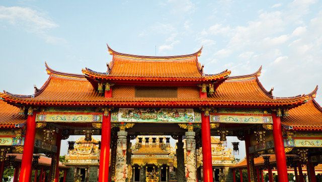 colorful chinese temple in...