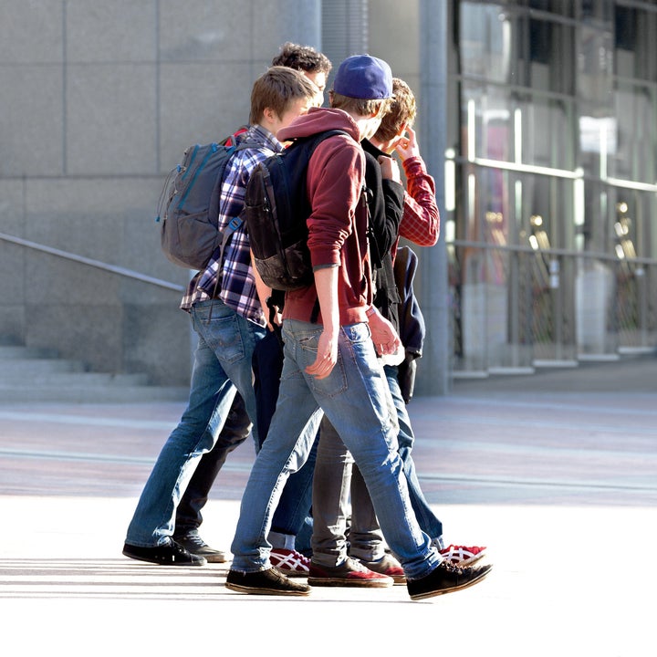 merry band of teenagers. urban...