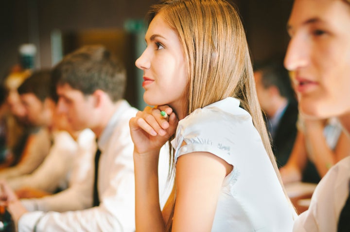 Young woman at a Business seminar.