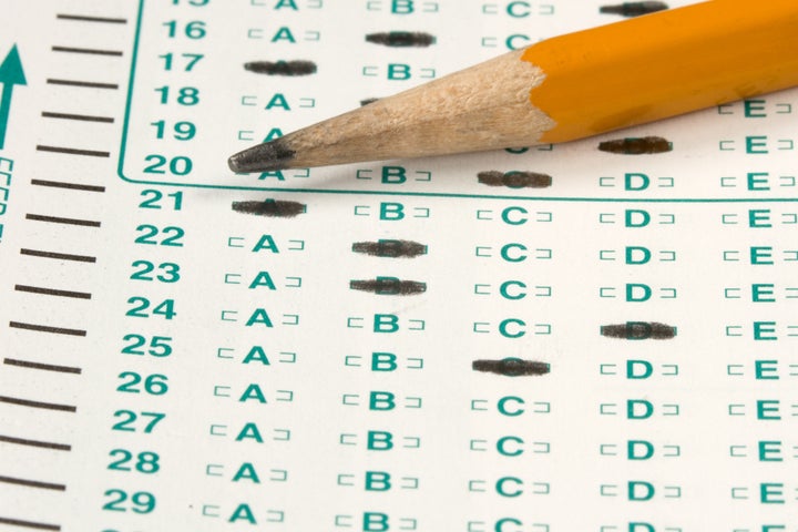 Standardized quiz or test score sheet with multiple choice answers