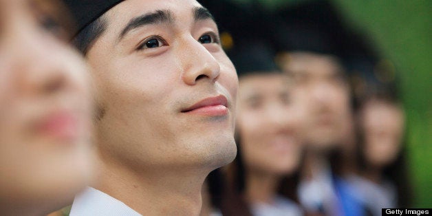 Chinese graduates in caps and gowns