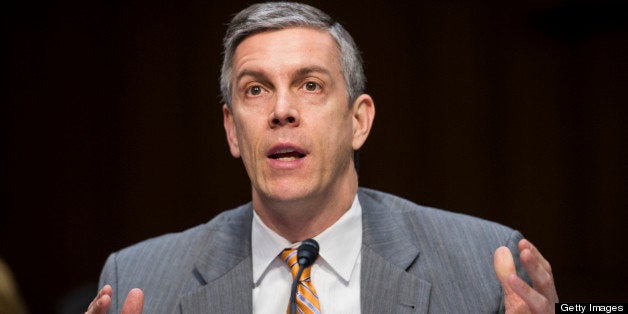 UNITED STATES - FEBRUARY 7: Education Secretary Arne Duncan testifies during the Senate Health, Education, Labor and Pensions Committee hearing on 'No Child Left Behind: Early Lessons from State Flexibility Waivers' on Thursday, Feb. 7, 2013. (Photo By Bill Clark/CQ Roll Call)