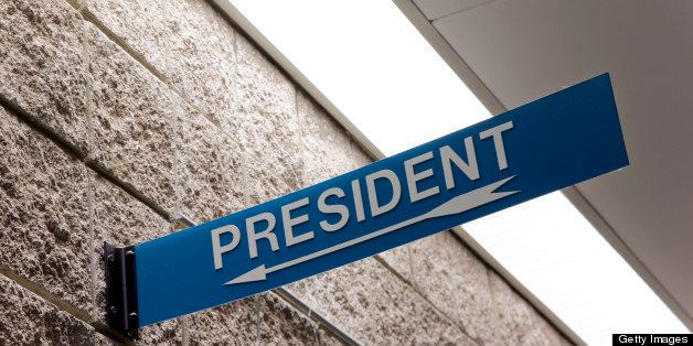 Sign at a college reading 'President'