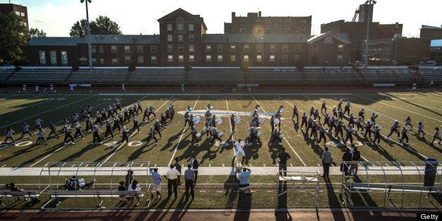 WASHINGTON, DC - AUGUST 29:The Howard University Showtime Marching band spends hours practicing Wednesday August 29, 2012 in Washington, DC at Howard University's Greene Stadium. They have a showdown with rival Morehouse on Saturday during half time.(Photo by Katherine Frey/The Washington Post via Getty Images)