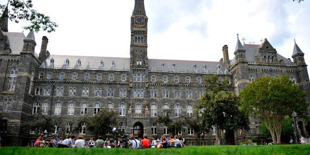 WASHINGTON, DC MAY01:The clock hands missing on the Healy Hall tower at Georgetown University on May 01, 2012 in Washington, DC. Police believe the hands of the Gothic-style flagship building of the main campus and a National Historic Landmark, were removed over the weekend (Photo by Mark Gail/The Washington Post via Getty Images)