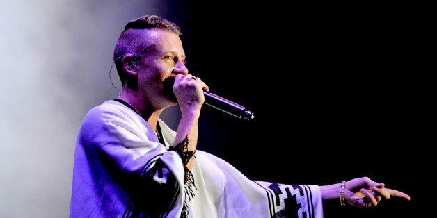 MANCHESTER, ENGLAND - SEPTEMBER 12: Macklemore performs a sold out show at Manchester Apollo on September 12, 2013 in Manchester, England. (Photo by Shirlaine Forrest/WireImage)