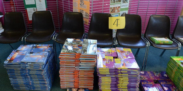 Textbooks are ready to be distributed to pupils at the Chateau Forbin College on September 4, 2012, at the start of the new school year in Marseille, southeastern France. AFP PHOTO/GERARD JULIEN (Photo credit should read GERARD JULIEN/AFP/GettyImages)