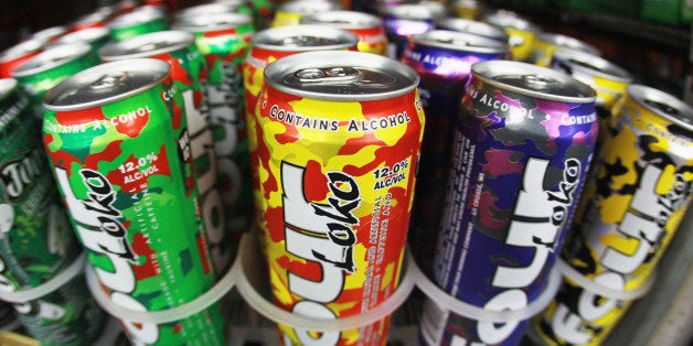 MIAMI - OCTOBER 27: Cans of Four Loko are seen in the liquor department of a Kwik Stop store on October 27, 2010 in Miami, Florida. The Food and Drug Administration is reviewing whether the drinks are safe for consumers after complaints that the fruit flavored malt beverage keeps consumers from realizing how intoxicated they are leading to possible alcohol poisoning. (Photo by Joe Raedle/Getty Images)