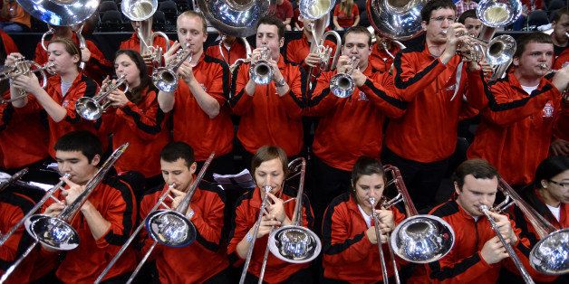 LOS ANGELES, CA - MARCH 30: The Ohio State Buckeyes band performs before taking on the Wichita State Shockers in the West Regional Final of the 2013 NCAA Men's Basketball Tournament at Staples Center on March 30, 2013 in Los Angeles, California. (Photo by Harry How/Getty Images)