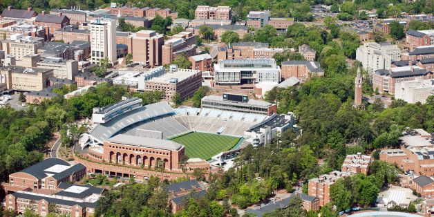 CHAPEL HILL, NC - APRIL 21: An aerial view of the University of North Carolina campus including Kenan Stadium (center) on April 21, 2013 in Chapel Hill, North Carolina. (Photo by Lance King/Getty Images)
