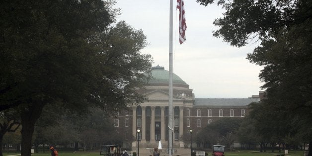 DALLAS - JANUARY 23: A student walks in front of Dallas Hall on the Southern Methodist University (SMU) campus January 23, 2