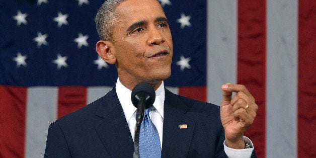 President Barack Obama delivers his State of the Union address to a joint session of Congress on Capitol Hill on Tuesday, Jan. 20, 2015, in Washington. (AP Photo/Mandel Ngan, Pool)