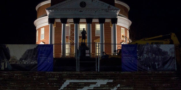 The Rotunda stands under renovation on the University of Virginia (UVA) campus in Charlottesville, Virginia, U.S., on Friday, Jan. 16, 2015. This year's rush week at UVA, the prolonged annual rite in which fraternities and sororities recruit new members, carries fresh significance. Depending on who you talk to, the student rituals embody either an unchecked culture of sexual violence or a community victimized by stigma and false accusations. Photographer: Andrew Harrer/Bloomberg via Getty Images