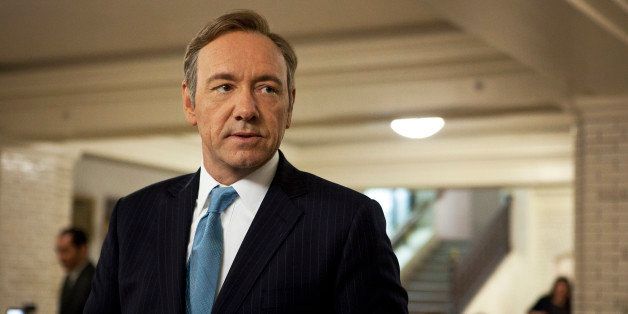This image released by Netflix shows Kevin Spacey as U.S. Congressman Frank Underwood in a scene from the Netflix original series, "House of Cards." Spacey was nominated for a Golden Globe for best actor in a drama series for his role in the series on Thursday, Dec. 12, 2013. The 71st annual Golden Globes will air on Sunday, Jan. 12. (AP Photo/Netflix, Melinda Sue Gordon)