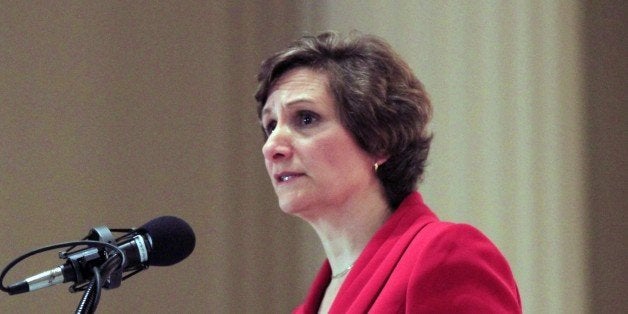 FILE - In this Jan. 6, 2012, file photo, Oregon 1st Congressional District Democratic candidate Suzanne Bonamici speaks during a debate with her Republican opponent Rob Cornilles in Portland, Ore. Voters have until Tuesday to cast a ballot in the all-mail election to replace former Rep. David Wu.(AP Photo/Don Ryan, file)