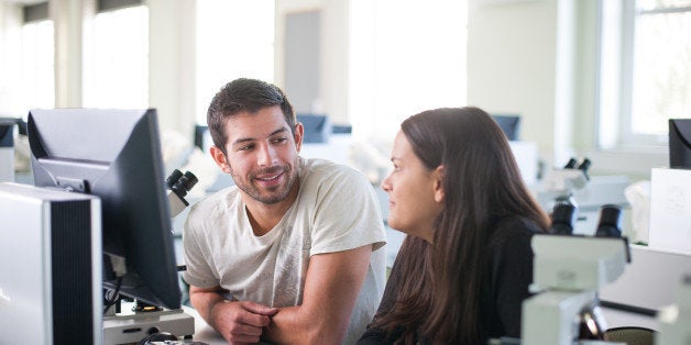 Medical students using computer