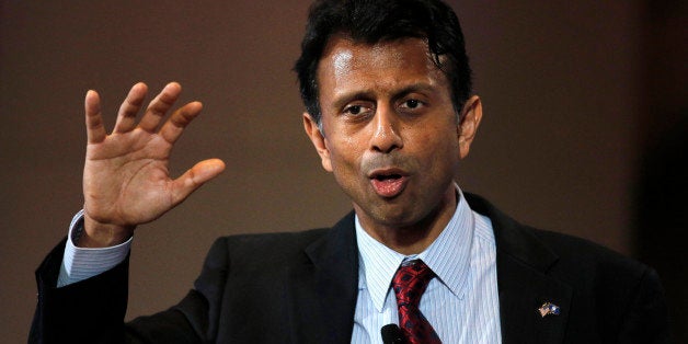 Louisiana Gov. Bobby Jindal speaks at the free market Club for Growth winter economic conference at the Breakers Hotel Saturday, Feb. 28, 2015, in Palm Beach, Fla. (AP Photo/Joe Skipper)