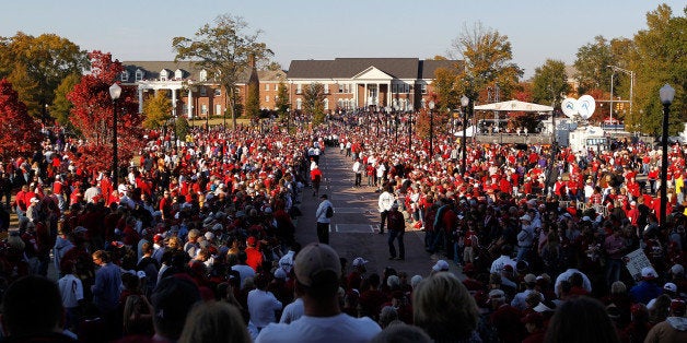 TUSCALOOSA, AL - NOVEMBER 05: Fans walk around on campus outside of Bryant-Denny Stadium prior to the game between the LSU Tigers and Alabama Crimson Tide on November 5, 2011 in Tuscaloosa, Alabama. (Photo by Streeter Lecka/Getty Images)