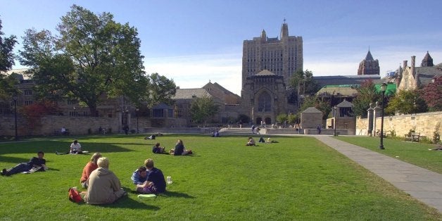 FILE -- In an Oct. 11, 2000 file photo Yale University students and others spend a fall afternoon on Yale University's Cross
