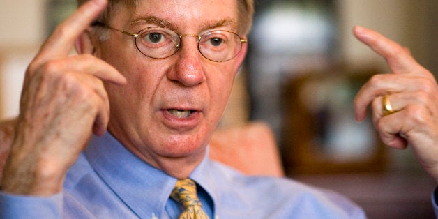 George Will, a Pulitzer Prize-winning conservative American newspaper columnist, journalist, and author is interviewed by AP writer Hillel Italie on politics, history, and life without the late William F. Buckley, at Will's office in Washington's Georgetown district, Tuesday, April 22, 2008. (AP Photo/J. Scott Applewhite)