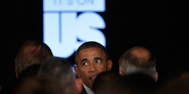 WASHINGTON, DC - SEPTEMBER 19: U.S. President Barack Obama greets guests after speaking at the launch of the 'It's On Us' campaign, a public awareness campaign to help prevent campus sexual assault, during an event at the White House September 19, 2014 in Washington, DC. The campaign is a result of efforts by the White House Task Force to Protect Students from Sexual Assault and to bring greater attention to the issue. (Photo by Win McNamee/Getty Images)