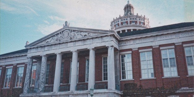 Rush Rhees Library is the main academic library of the University of Rochester in Rochester, New York. It is one of the most visible and recognizable landmarks on the university's River CampusRush Rhees Library is the main academic library of the University of Rochester in Rochester, New York. It is one of the most visible and recognizable landmarks on the university's River Campus. Construction began in 1927 with the other original River Campus buildings and the library was dedicated in 1930. It is named after Benjamin Rush Rhees, the university's third president. A major addition was added in 1970, which now houses the main computer lab, additional stacks and office space. Rush Rhees is the flagship of the River Campus Libraries System, which holds about 2.5 million volumes. The library features an elevator completely original from 1930