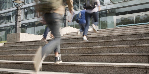 Chinese students running on campus