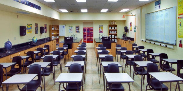 Newly remodeled science classroom in a high school.