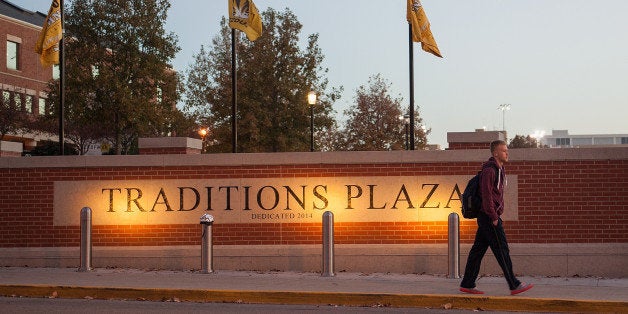 COLUMBIA, MO - NOVEMBER 10: A student makes his way across the campus of University of Missouri - Columbia on November 10, 2015 in Columbia, Missouri. The university looks to get things back to normal after the recent protests on campus that lead to the resignation of the school's President and Chancellor on November 9. (Photo by Michael B. Thomas/Getty Images)