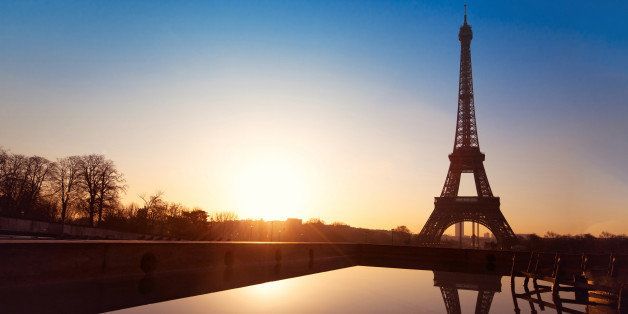 sunrise view from Trocadero in Paris, France