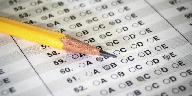 Standardized Test with yellow pencil