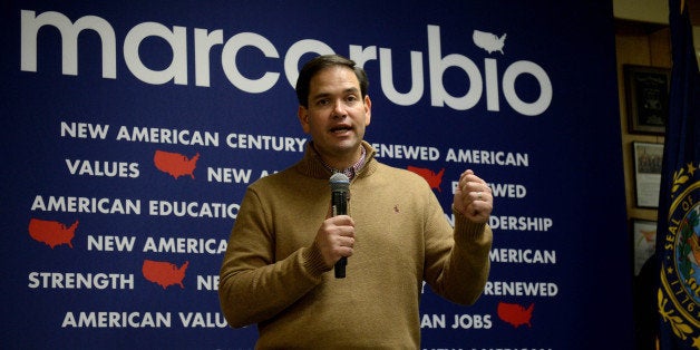 FRANKLIN, NH - DECEMBER 23: Republican Presidential candidate Marco Rubio speaks at a pancake breakfast at the Franklin VFW December 23, 2015 in Franklin, New Hampshire. Rubio handed out pancakes, spoke, and took questions from those in attendance. (Photo by Darren McCollester/Getty Images)