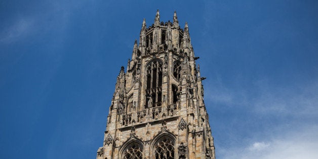 The gothic Harkness Tower located on the Yale University campus, New Haven, Connecticut, USA.