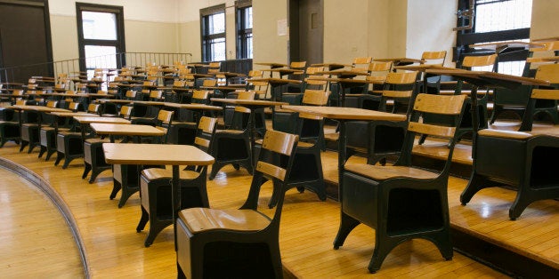 Desks in classroom