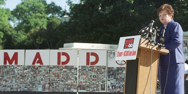 377779 03: Mothers Against Drunk Driving (MADD) National President Millie Webb speaks during a 20th anniversary rally outside the U.S. Capitol, September 6, 2000 in Washington. 600 drunk driving victims and activists called on Congress to enact pending legislation to lower the drunk driving limit to .08 blood-alcohol content in every state. (Photo by Michael Smith/Newsmakers)