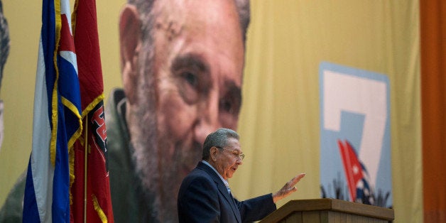 Handout picture of Cuban official website www.cubadebate.cu, showing President Raul Castro giving a speech during the opening of VII Congress of Cuban Communist Party (PCC) at Convention Palace in Havana, on April 16, 2016. President Raul Castro vowed Saturday never to pursue 'privatizing formulas' or 'shock therapy,' setting the tone for a Communist Party congress convened to review progress in revamping the island's Soviet-style economy. / AFP / Cuba Debate / ISMAEL FRANCISCO / RESTRICTED TO EDITORIAL USE - NO MARKETING, NO ADVERTISING CAMPAIGNS - MANDATORY CREDIT: AFP PHOTO/CUBA DEBATE/ISMAEL FRANCISCO - DISTRIBUTED AS A SERVICE TO CLIENTS - XGTY (Photo credit should read ISMAEL FRANCISCO/AFP/Getty Images)