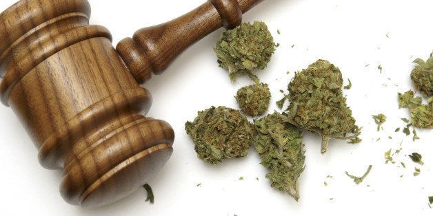 Marijuana and a gavel together for many legal concepts on the drug.