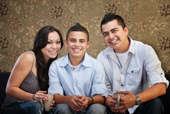 joyful native american family...