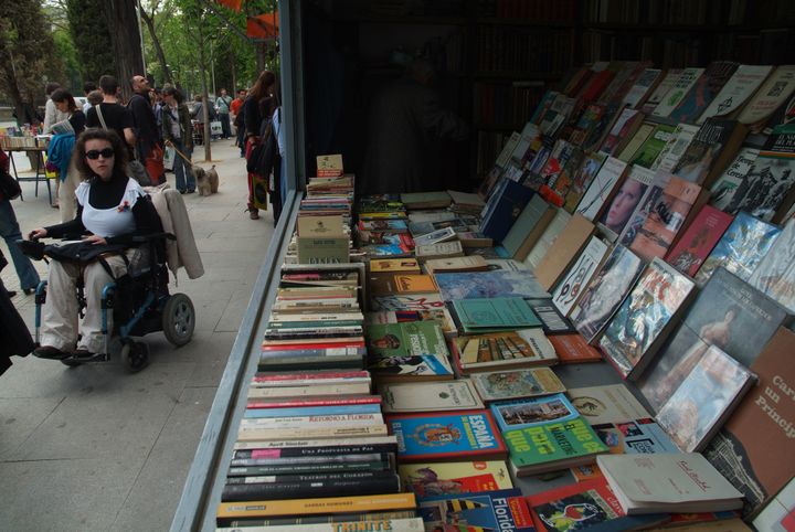 April 23, 2008. Madrid, Spain. Moyano Street, Madrid, Spain. Popular street second-hand book market. (Photo by Quim Llenas/Cover/Getty Images)