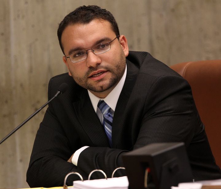 BOSTON, MA - JUNE 2: Felix Arroyo of the Boston City Council during meeting at City Hall in Boston, Mass. June 2, 2010 discussing the arbitration decision on the contract with Boston firefighters. (Photo by John Blanding/The Boston Globe via Getty Images)